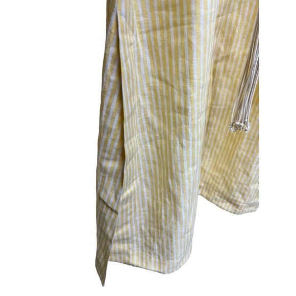 Tory Burch Linen Maxi Dress Yellow/ White Stripe Caftan Women’s Size Large - Picture 8 of 12